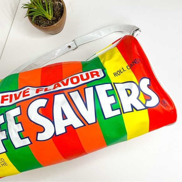 Vintage Handbags - Vintage Life Savers Candy Duffle Bag Colorful 90s Novelty Travel Bag